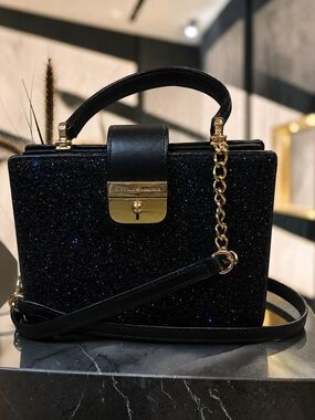 Rare Kate Spade Sunset Lane Mini Kirin Glitter Top Handle Crossbody Bag EUC